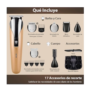 Foto 3 | Foto 3 | Maquina Para Cortar Cabello Rasuradora Eléctrica Barba Nariz Dorado