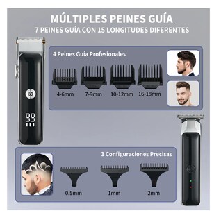 Foto 4 | Foto 4 | Maquina Para Cortar Cabello Cortadora De Pelo Kit Profesional Inalambrica Completo Plata Negro