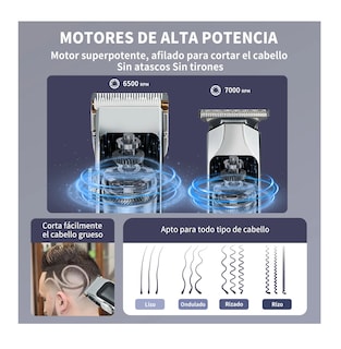 Foto 5 | Foto 5 | Maquina Para Cortar Cabello Cortadora De Pelo Kit Profesional Inalambrica Completo Plata Negro