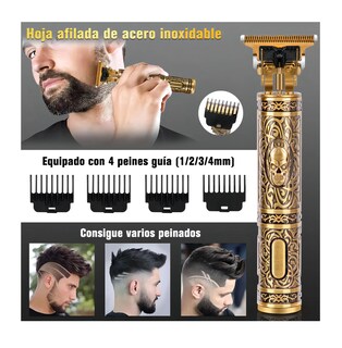 Foto 4 | Foto 4 | Máquina para Cortar Cabello Recargable Belug Dorada con 6 Peines Guía
