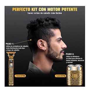Foto 5 | Foto 5 | Máquina para Cortar Cabello Recargable Belug Dorada con 6 Peines Guía