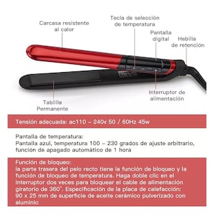 Foto 3 | Foto 3 | Plancha De Pelo 2 En 1 Alisador Y Rizador Cerámica Digital, Negro/rojo