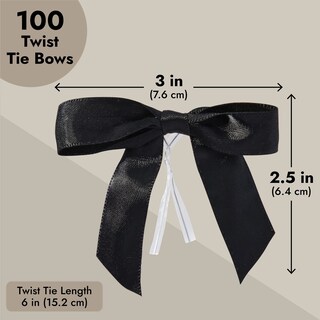 Foto 3 | Foto 3 | Cinta De Satén Negra Twist Tie Bows Juvale, Paquete De 100 - Venta Internacional.