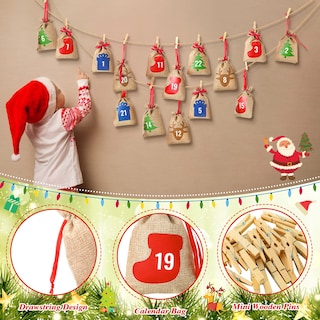 Foto 2 | Foto 2 | Bolsas De Arpillera Para Navidad, 24 Días, Para Calendario De Adviento, 4 X 6 Pulgadas - Venta Internacional.