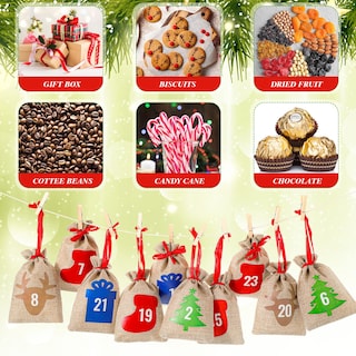 Foto 4 | Foto 4 | Bolsas De Arpillera Para Navidad, 24 Días, Para Calendario De Adviento, 4 X 6 Pulgadas - Venta Internacional.