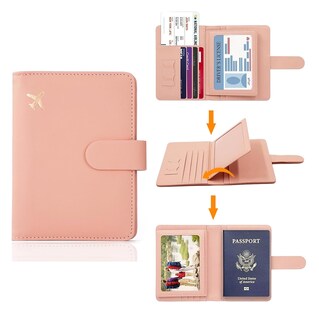 Foto 2 | Foto 2 | Porta Pasaporte Familiar Documentos Funda Protectora Viaje Rosa