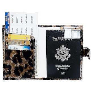 Foto 3 | Foto 3 | Funda Para Pasaporte Con Insignias Y Pases Color Beige Leopardo Huoguo - Venta Internacional.