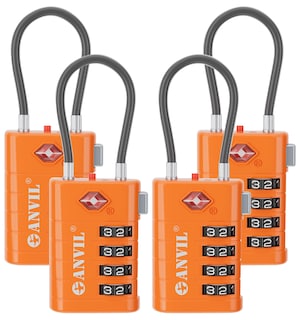 Foto 1 | Foto 1 | Candados De Equipaje Tsa Lock Anvil De 4 Dígitos Para Maletas, Color Naranja - Venta Internacional.