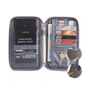 Foto 2 | Foto 2 | Cartera Porta Funda Pasaporte Documentos Visa Bolsa De Viaje Eo Safe Imports Esi-521752 color Gris