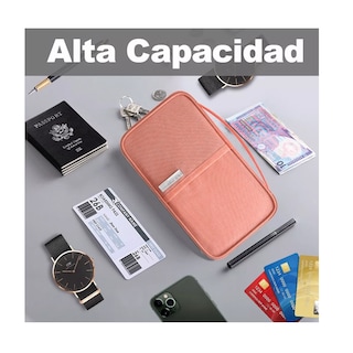 Foto 2 | Foto 2 | Cartera Porta Funda Pasaporte Documentos Visa Bolsa De Viaje Eo Safe Imports Esi-5219 color Rosa