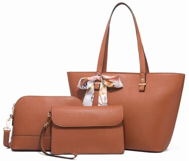 Foto 1 | Foto 1 | Set De Tote Bolsa Para Laptop 3pcs De Cuero Mujer Café