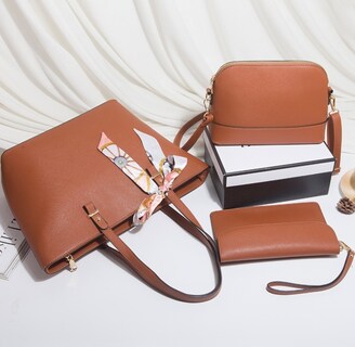 Foto 4 | Foto 4 | Set De Tote Bolsa Para Laptop 3pcs De Cuero Mujer Café
