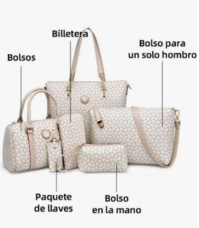 Foto 2 | Foto 2 | Pack 6 Bolsas Beige Tote Bag Moda Mujer