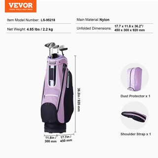 Foto 7 | Foto 7 | Bolsa Para Carrito De Golf Vevor Con Organizador De 14 Posiciones En La Parte Superior, Negro Y Morado - Venta Internacional.