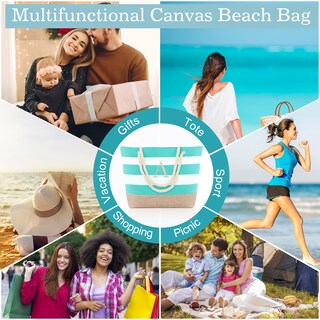 Foto 6 | Foto 6 | Bolsa De Playa Yoolife Con Monograma De Lona De Viaje Impermeable Para Mujer - Venta Internacional.