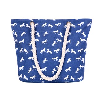 Foto 1 | Foto 1 | Bolsa De Playa Huoguo Con Estampado Blanco De Lona Con Estampado De Caballos Para Verano - Venta Internacional.