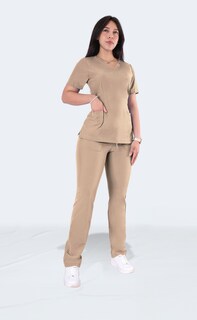 Foto 8 | Foto 8 | Conjunto Quirúrgico Beige para Mujer