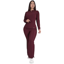 Pijama Quirúrgica Dama Conjunto Antifluido Vino Manga Larga Mujer Sea Brazil