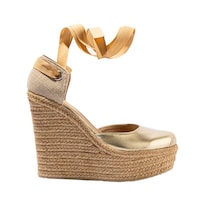 Plataforma Alpargata Yute 13cm Para Mujer Walki Aria Dorado