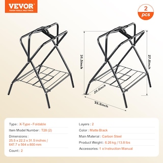 Foto 7 | Foto 7 | Saddle Rack Vevor Plegable, 2 Paquetes, Independiente, Acero Negro - Venta Internacional.