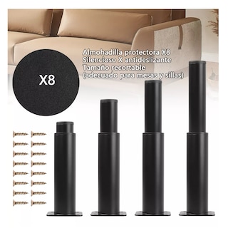 Foto 5 | Foto 5 | Patas para Muebles Belug Ajustable 15 - 25 cm 4 Piezas Negros