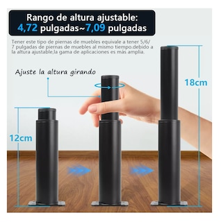 Foto 2 | Foto 2 | Patas para Muebles Lab.G Ajustable 8-12 cm 4 Piezas Negro