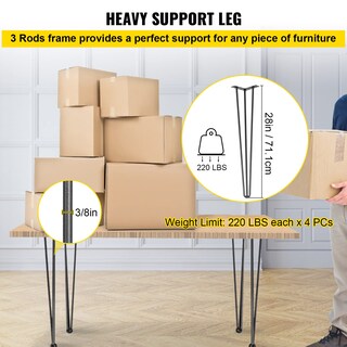 Foto 3 | Foto 3 | Patas De Mesa Vevor Hairpin De Acero Al Carbono Negro De 71,1 Cm, Juego De 4 Unidades - Venta Internacional.