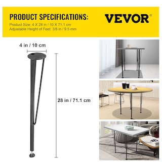 Foto 7 | Foto 7 | Patas De Mesa Vevor Hairpin De 71 Cm, Juego De 4 Unidades, Resistentes, Negras - Venta Internacional.