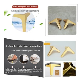 Foto 3 | Foto 3 | Patas De Muebles Belug Elevadores De Cama Sofá Apilables 4pz 10cm Dorado