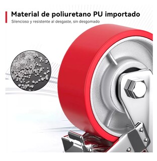 Foto 4 | Foto 4 | Llanta Industrial Pu Lab.g 6x2 Freno Total, Soporta Hasta 450 Kg Rojo/plata