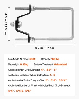 Foto 7 | Foto 7 | Soporte De Neumáticos De Repuesto Vevor Con Perno En U De 160 Libras De Capacidad, Chapado En Zinc - Venta Internacional.