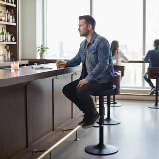 Foto 3 | Foto 3 | Juego De 2 Taburetes De Barra Ajustables Yatahome Negro