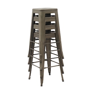 Foto 2 | Foto 2 | Set De 4 Bancos Vintage Tolix Para Barra O Restaurantes 75cm Acabado De La Estructura Galvanizado Color Gris
