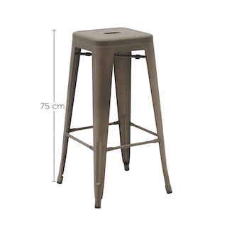 Foto 5 | Foto 5 | Set De 4 Bancos Vintage Tolix Para Barra O Restaurantes 75cm Acabado De La Estructura Galvanizado Color Gris