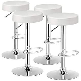 Foto 1 | Foto 1 | Taburetes De Bar Costway, Modernos, Giratorios, Sin Respaldo, Piel Sintética, Color Blanco - Venta Internacional.