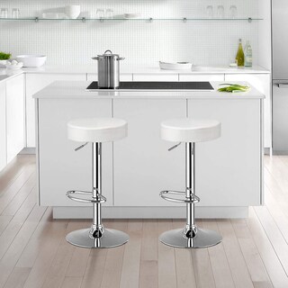 Foto 3 | Foto 3 | Taburetes De Bar Costway, Modernos, Giratorios, Sin Respaldo, Piel Sintética, Color Blanco - Venta Internacional.