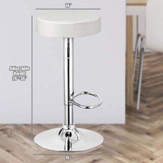 Foto 5 | Foto 5 | Taburete De Bar Costway  Moderno  Giratorio  Sin Respaldo  Piel Sintética  Blanco - Venta Internacional.