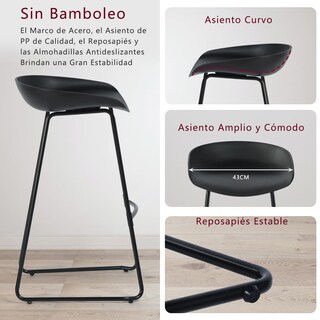 Foto 5 | Foto 5 | Set De 2 Taburetes De Bar Furniturer Fiyaner Negro 43 X 47 X 80 Cm