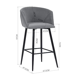 Foto 3 | Foto 3 | Set De 2 Taburetes De Bar Furniturer Aldridge Gris 47.5 X 47.5 X 97 Cm