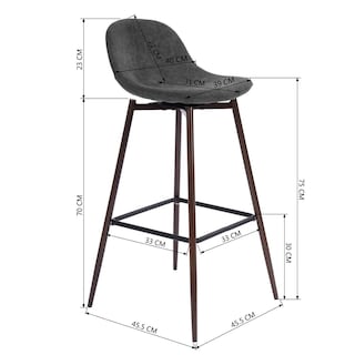 Foto 3 | Foto 3 | Set De 2 Taburetes De Bar Furniturer Charlton Gris 45.5 X 45.5 X 93 Cm