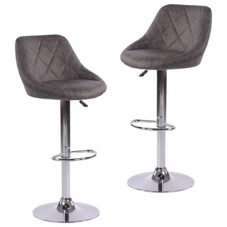 Foto 1 | Foto 1 | Set De 2 Taburetes De Bar Furniturer Hatan Gris Oscuro 38.5 X 38.5 X 83-103 Cm