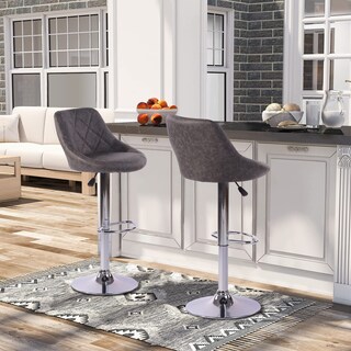 Foto 2 | Foto 2 | Set De 2 Taburetes De Bar Furniturer Hatan Gris Oscuro 38.5 X 38.5 X 83-103 Cm