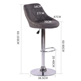 Foto 3 | Foto 3 | Set De 2 Taburetes De Bar Furniturer Hatan Gris Oscuro 38.5 X 38.5 X 83-103 Cm