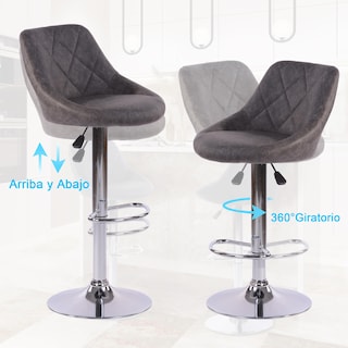 Foto 6 | Foto 6 | Set De 2 Taburetes De Bar Furniturer Hatan Gris Oscuro 38.5 X 38.5 X 83-103 Cm
