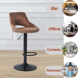 Foto 6 | Foto 6 | Set De 2 Taburetes De Bar Furniturer Torin Marrón 38.5 X 38.5 X 84-104 Cm