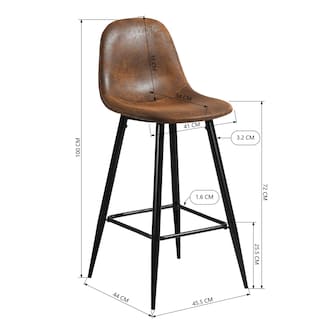 Foto 3 | Foto 3 | Set De 2 Taburetes De Bar Furniturer Charlton Marrón 45.5 X 44 X 100 Cm