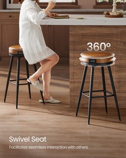 Foto 3 | Foto 3 | Taburetes De Bar Vasagle Ekho Collection Giratorios Juego De 2 Unidades Color Marrón - Venta Internacional.