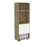 Bar Esquinero Orus Macadamia y Blanco con Porta Copas Virtual Muebles