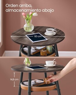 Foto 3 | Foto 3 | Mesa De Bar De La Colección Vasagle Ekho Con Almacenamiento, Color Marrón