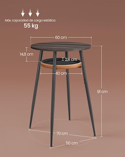 Foto 5 | Foto 5 | Mesa De Bar De La Colección Vasagle Ekho Con Almacenamiento, Color Marrón